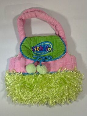 👜 GANZ WEBKINZ 8 INCH CARRIER PURSE PET BAG TOTE PINK GREEN PLUSH ACCESSORY 👜